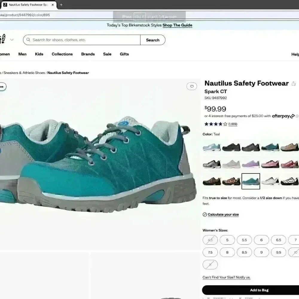Nautilus Safety Footwear Spark CT Teal size 4.5 Brand New (Save $52.00) - Picture 2 of 10